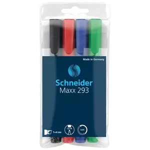 Táblamarker Schneider Maxx 293' 2-3mm vágott hegyű 4színű szett Írószerek SCHNEIDER 129394