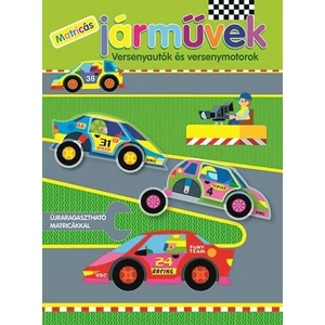 Foglalkoztató matricás füzet Matricás járművek - Versenyautók-motorok Napraforgó könyvek