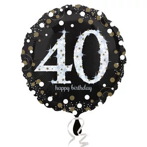 Fólia lufi 40. évszámos gömb, HB, fekete
