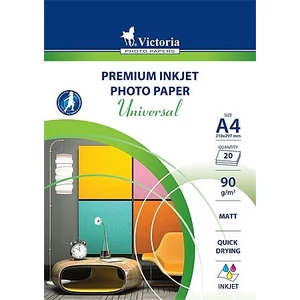 Fotópapír A4 90gr Victoria Universal matt, tintasugaras "1csomag 20íves; az ár 1ívre vonatkozik"
