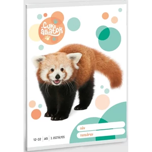 Füzet 12-32 A5 vonalas Ars Una Cuki-Vörös Panda (5309) 23 53603494 3.osztályos prémium minőségű fü