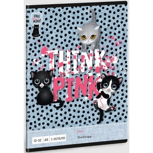 Füzet 12-32 A5 vonalas Ars Una Think Pink - cicás (5285) 23 53603494 3.osztályos prémium minőségű fü