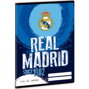 Füzet 14-32 A5 vonalas Ars Una Real Madrid, focis 18' 1. osztályos füzet prémium minőség