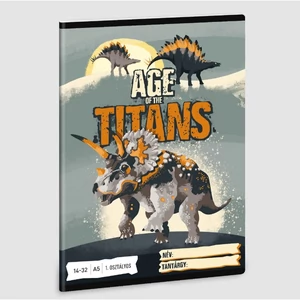 Füzet 14-32 A5 vonalas Ars Una Age of the Titans (5261) 23' dínó 53582614 1.osztályos füzet prémium minős