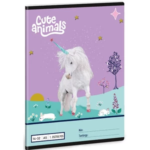 Füzet 14-32 A5 Vonalas Ars Una Cute Animals Unicorn (5448) 25 53583499 1.osztályos füzet prémium minős