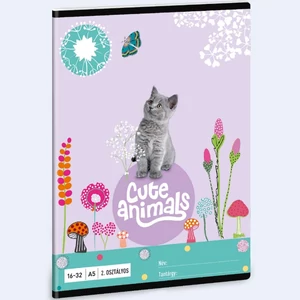 Füzet 16-32 A5 vonalas Ars Una Cute Animals-kitten (5368) 24 cica 53593498 2.osztályos füzet prémium minős