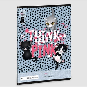 Füzet 16-32 A5 vonalas Ars Una Think Pink - cicás (5285) 23 53593498 2.osztályos füzet prémium minős