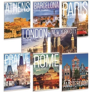 Füzet 27-40 A5 kockás Ars Una Extra kapcsos Cities Of The World 53141033 prémium füzet négyzethálós