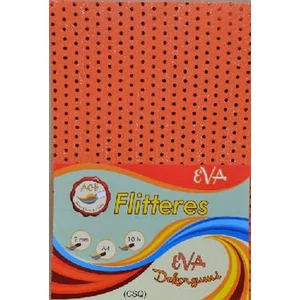 Dekorgumi flitter es narancs 2mm, A4 EVA gumilap flitter es