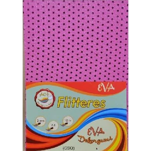 Dekorgumi flitter es rózsaszín 2mm, A4 EVA Gumilap glitteres