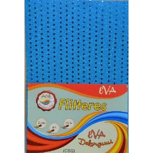 Dekorgumi flitter es vil.kék 2mm, A4 EVA gumilap flitter es
