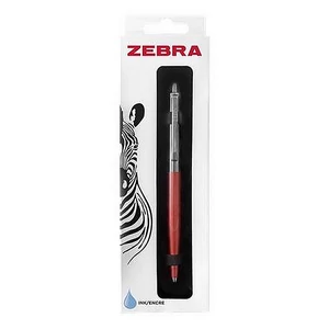 Golyóstoll 0,24mm Zebra nyomógombos, ezüst színű klip pink tolltest, 901, kék