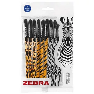 Golyóstoll 0,27mm Zebra kupakos, vegyes testszín, Animal Doodler`z, kék