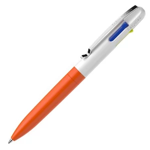 Golyóstoll 0,5mm Schneider nyomógombos, négyszínű, Take 4 Neon, narancs-fehér