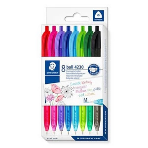 Golyóstoll 0,5mm Staedtler nyomógombos, 4230 M, 8 különböző szín