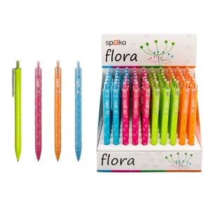 Golyóstoll Spoko X18-as Floral vegyesszínben neon vegyes kék íráskép