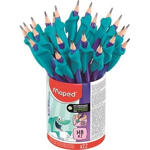 Grafitceruza HB Maped radírral és ceruzafogóval, ceruzatartó háromszögletű, Kidy Learn