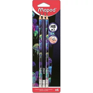 Grafitceruza HB Maped radírral, háromszögletű,Deepsea Paradise 6 darab