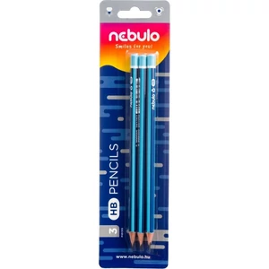 Grafitceruza HB Nebulo 3db-os, kék színű háromszögletű 