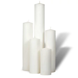 Gyertya henger paraffin festett fehér színű 6x6x15cm a termék ára 1db-ra értendő!