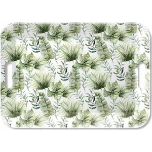 Tálca Ambiante nagy Jungle leaves white műanyag nagytálca 33x47cm