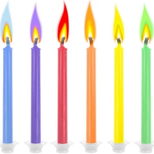 Gyertya Party 6db színes lánggal, 6cm vegyes színek Szülinapi - évfordulós tortadísz
