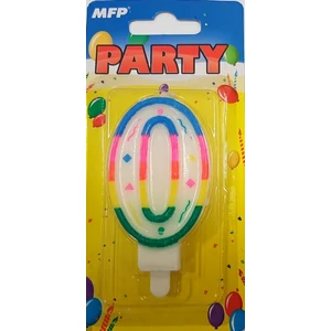 Party gyertya számos 0-ás vidám színes számgyertya Szülinapi tortadísz