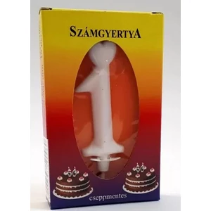 Party gyertya számos 1 fehér szívecskés számgyertya Szülinapi - évfordulós tortadísz