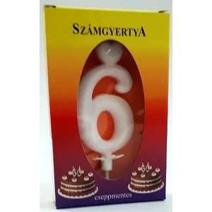 Party gyertya számos 6 fehér szívecskés számgyertya Szülinapi - évfordulós tortadísz