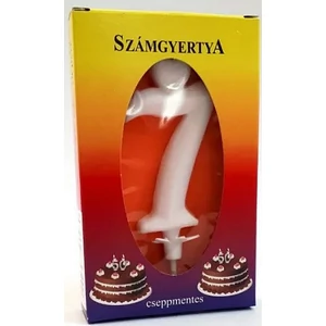 Party gyertya számos 7 fehér szívecskés számgyertya Szülinapi - évfordulós tortadísz