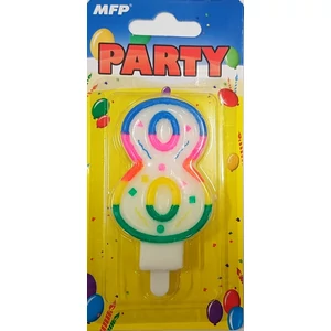 Party gyertya számos 8 vidám színes számgyertya Szülinapi tortadísz