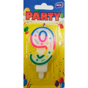 Party gyertya számos 9 vidám színes számgyertya Szülinapi tortadísz