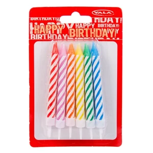 Party gyertya szülinapi szett 12db színes spirálos-csíkos tortagyertya [5996033697926] Happy Birthday!