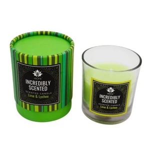 Gyertya üvegben illatos Aromagyertya papírban - Lime licsi 120g