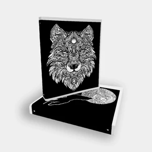 Gyűrűskönyv A4 Colorvelvet WOLF flokkolt felületű, színezhető 12-es filctoll készlettel C24