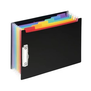 Harmónika mappa VIQUEL felírótáblával, 6 rekeszes fekete Rainbow Class
