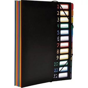 Harmonika mappa VIQUEL Rainbow Class 12rekesz PP gumis fekete VIQUEL 118967-05