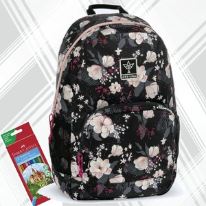 Ars Una hátizsák 24'' AU-14 Flowery black (5374) 55843744 Praktikus kamaszoknak zsebbel l