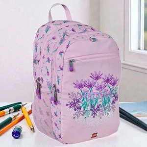 Hátizsák LEGO dulpa rekeszes "Flowers" rózsaszín-mintás