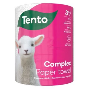Háztartási papírtörlő tekercses, 3 rétegű, 220 lap TENTO &amp;quot;Complex&amp;quot;, fehér