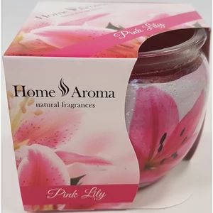 Gyertya üvegben illatos 25 Pink Lily, rózsaszín fóliázott üveg Liliom dekorral Natural Fragrances
