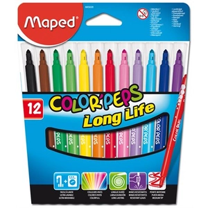 Filckészlet 12 Maped ColorPeps 1-3, 6mm-es kimosható 12színű készlet Írószerek MAPED 845020LM