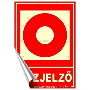 Információs matrica 12 5x17 5c fluoreszkáló utánvilágítós "Tűzjelző