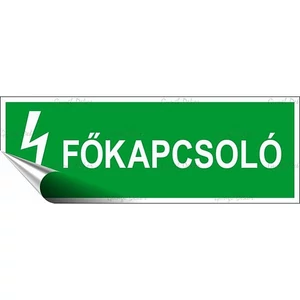 Információs matrica 14x5 cm Főkapcsoló