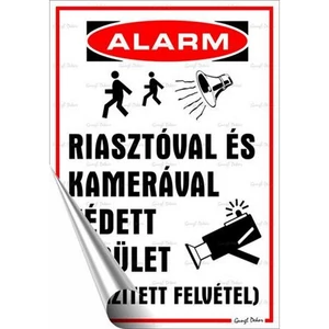 Információs matrica 25x17 5cm "Riasztóval és kamerával védett terület