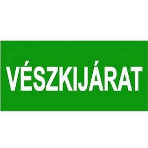 Információs tábla 19,5 x 9 cm Vészkijárat Időjárásálló, habosított PVC