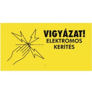 Információs tábla 19,5 x 9 cm Villanypásztorral védett terület! Időjárásálló, habosított PVC
