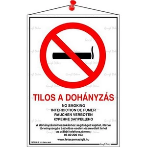 Információs tábla 21x30cm többnyelvű "Tilos a dohányzás!