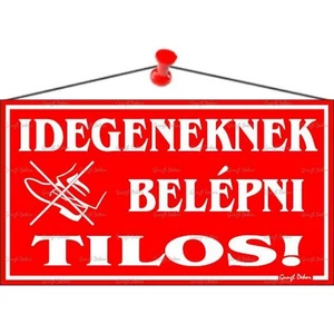 Információs tábla 22 5x12 5cm "Idegeneknek belépni tilos!" piros