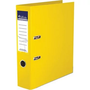 Iratrendező 75mm A4 Victoria Premium élvédős PP/PP műanyag sárga Iratrendezés Victoria